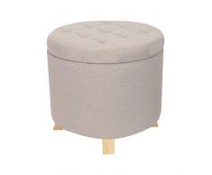 WOLTU Taburete Baúl Puff Plegable Cuadrado Caja de Almacenamiento Almacenaje Plegable Asiento para Dormitorio Tapizado en Esponja con Patas de Madera Maciza Lino Crema SH19cm