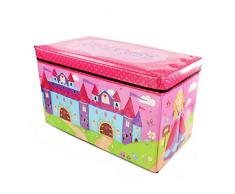 Infantil tamaño grande caja para guardar juguetes en el pecho e instrucciones para hacer vestidos asiento libros en máquina de troquelar: diseño de princesas Disney