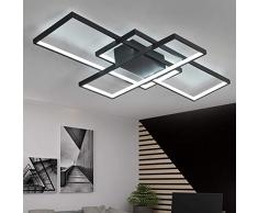 Lámpara de Techo Moderna LED Regulable Plafón para sala de Estar Lámpara Acrílico De 3 Rectangular De Diseño Dormitorio Decoración Lámpara De Techo Cocina oficina Araña de luces Con Control Remoto