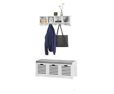SoBuy Mueble Recibidor Set de 1 Zapatero y 1 Estante de Pared,FSR23-W+FRG48-L-W,ES (Zapatero+Estante)