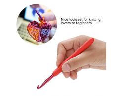 Ganchos de ganchillo con estuche, manija ergonómica Ganchos de ganchillo agujas Set de costura herramientas de tejer