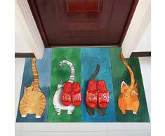 Lannister Alfombra Hacha Gato Patrón Felpudo Tapete Lucky Stay Meng Festiva Cat Patrón Goma Agua Antideslizante Hogar Tapete De Puerta Almohadilla para El Pie (Color : 1, Size : 40x60cm)