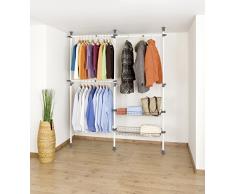 Wenko 6200050100 Herkules - Sistema de perchero extensible (150 - 222 x 19 x 141 - 250 cm, metal y plástico), color blanco