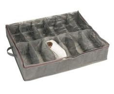 Wenko 4372100100 Libertà - Zapatero de fieltro transpirable con compartimentos para 12 pares de zapatos (74 x 15 x 60 cm), color gris