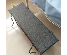 Ropa De Algodón Jardin Cojín De Banco con Corbatas,Cozy Almohadones,Exterior Cojín Silla,Color Sólido para Casa Cojines De Silla Gris Oscuro 120x30cm
