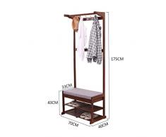 LYL Shoe Rack Estante de Zapatos, Percheros de bambú Almacenamiento multifunción Piso Revestimiento de Piso Cambio de Zapatos Banco Pasillo Colgador de Ropa (Color : Brown, tamaño : 70 * 40 * 175cm)