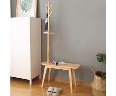 Feifei Colgador de pie de Madera Maciza Creativo Estante de pie Cambio de Porche Banco de Zapatos Multifunción Dormitorio Gancho 4 Gancho, 68 * 33 * 146 CM