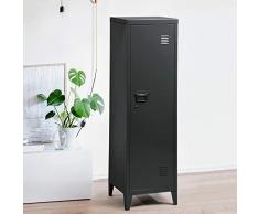 Armario metálico,Armario Archivador,Mueble Archivador ,Armario de Metal Alto, Armario con Columna,Armario Oficina con 2 Estantes con Cerradura y Llave para(Negro,127*40*58cm)