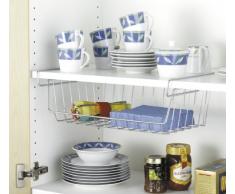 WENKO 2304100 Cesto organizador armario cocina - einfach einhängen, Metal cromado, 44 x 27 x 15 cm, Plata brillante