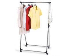 Tatkraft Halland Perchero con Ruedas Plegable Acero Cromado Altura Regolable 89X49X99-167 cm
