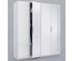 Habitdesign MAX054BO - Armario 4 puertas, color Blanco Brillo, medidas 200 x 180 x 52 cm de fondo