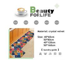 Fansu Estera de Cocina Tapete Personalidad Decorativo Geometría Alfombra Dormitorio Sala Piso Moqueta Mats Felpudos Pad para Habitación, 3D Interior Cojín Antideslizante (40 * 120cm,Negro)