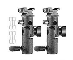 Neewer 2 Pack Pro Soporte Luz Cámara Flash Speedlite Tipo E Soporte Giratoria con Soporte de Paraguas Universal para Canon Nikon Pentax Olympus y Otros Flash, Estudio luz, LED Luz