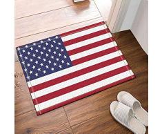FEIYANG Art Deco Bandera Americana Alfombra de baño Alfombrilla Antideslizante Puerta Entrada Entrada Exterior Interior Puerta Delantera Alfombrilla niños baño Alfombra 60X40CM Accesorios de baño