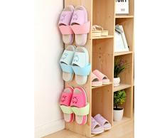 caolator – Juego de 3 espacio zapatero para fijar sobre la pared/la puerta/armario con del cinta espuma adhesiva color aleatorio
