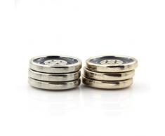 Redondo 4 Agujeros botón de metal negro perchero de pared de traje de coser botones de fijación sin calor, pack de 10, Black+gold rim, 18 mm