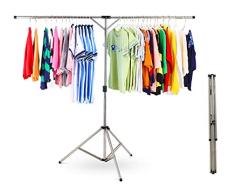 fuluomei FLM Perchero de Ropa - Perchero Burro Plegable y Extensible para Colgar Ropa de Acero Inoxidable,Altura y Longitud Ajustable