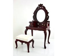 Casa De Muñecas Muebles De Dormitorio Elegante Tocador Tocador De Caoba & Taburete De 334