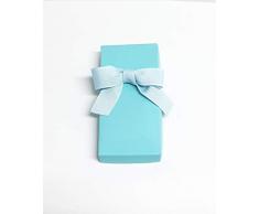 Recuerdo para Bautizo. LLavero metal azul, grabado con los datos del Bebé.Con caja y lazo azul. Lote de 15 unidades