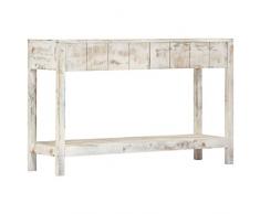 vidaXL Mango Mesa Entrada Consola Recibidor Madera Maciza Diseño Rústico Mesita Auxiliar Pasillo Vestíbulo Comedor Teléfono Llaves Acabado Blanco