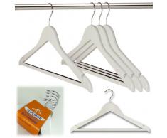 HANGERWORLD 10 Perchas de madera con barra antideslizante para pantalones – Color Blanco – 45 cm Juego