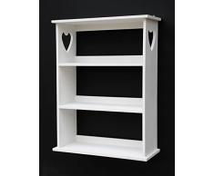 Estantería de hierbas estantería con forma de corazón 12013 50 cm blanco estante de pared con diseño de madera estante para cocina