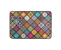 ISAOA - Felpudo antideslizante, con diseño de mandalas tradicionales, lavable, alfombrilla para interior, felpudo para interior, tamaño 60 x 40 cm, alfombra de baño