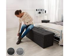 TecTake Taburete plegable banco caja de almacenaje asiento cúbico gris claro 110x38x38cm