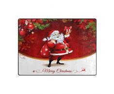 MNSRUU Feliz Navidad Papá Noel con Bola de Regalo Copo de Nieve Alfombra Alfombra para salón Dormitorio, Tela, Multicolor, 203cm x 147.3cm(7 x 5 Feet)