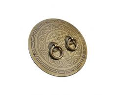 Tiazza - Tiradores redondos de latón envejecido, 2 unidades, para zapatero, armario, armario de cobre puro, estilo vintage, doble puerta