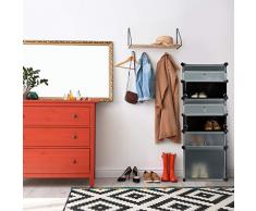 Relaxdays Zapatero Estrecho Modular con 6 Compartimentos, Negro, 126 x 49 x 36.5 cm