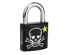 Candado para taquilla o cajonera con motivos "Calavera", cuerpo de 30 mm de longitud, cerradura de llave, cabeza de llave variada