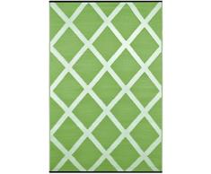 Green Decore Alfombrilla de plástico, reversible, ligera, uso interior o exterior, 90 x 150 cm, diseño de diamantes, color verde y marfil