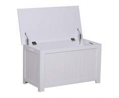 HOMCOM Casillero de Madera para Almacenamiento de Ropa Juguetes Banco para Almacenaje para Salón Habitación y Baño Carga de 20kg Blanco 81x40x46cm