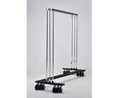 Commercial Hangers RACK52 - Perchero de cromo con 20 perchas de madera y ruedas (longitud 150 cm)