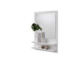 HOGAR24 ES Mueble recibidor para Entrada con Espejo y Dos baldas, Color Blanco.