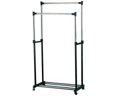 MSV 295 - Perchero con ruedas (plástico y metal, 83 x 32 x 95 cm), color negro