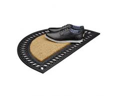 Relaxdays Felpudo Fibra de Coco Alfombra DE Suelo Semi-cilÃndrico 75Â x 45Â cm semicircular Caucho Antideslizante Efecto Fundido, Naturaleza y Negro