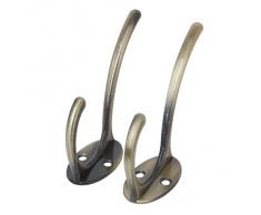 SODIAL(R) 2pcs Pared Retro Soporte Colgador Ganchos para Ropa de Abrigo/Sombrero/Bolso/Toallas---Bronce Aantiguo