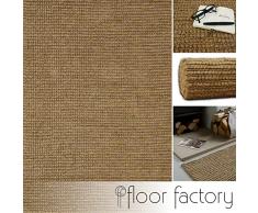 floor factory Alfombra Moderna Natural Yute Natural/Beige 160x230cm - Tejido a Mano de 100% Fibras Naturales