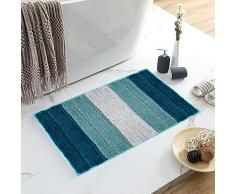 Lewondr Alfombra de Rayas, Tacto Suave Rectángulo Alfombra con Respaldo Antideslizante Absorbente, Diseño Moderno Alfombra Puerta De Baño para Hogar Sala de Estar Dormitorio - Gradiente Azul
