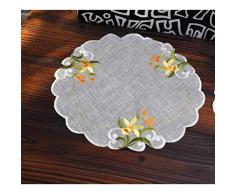 FHOMEY Mantel Individual Salvamanteles 4 Piezas De Encaje Redondo Bordado De Algodón Lugar Tapete De Mesa Almohadilla De Tela Taza Tapetes Plato Posavasos De Té Olla De Navidad Mantel Individual C