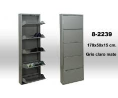 DRW Zapatero metálico de 5 Puertas Gris, Metal, 170 X 50 X 15 cm