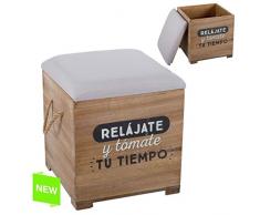 Dcasa - Puff baúl madera "RELÁJATE"