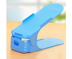 SODIAL Moderno Doble Limpieza Zapatos de Almacenamiento Estante Comodo Zapato Zapatos Organizador Soporte Estante azul
