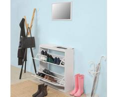 SoBuy FSR61-W Recibidor Zapatero + Espejo,para Entrada, Pasillo o Dormitorio,ES
