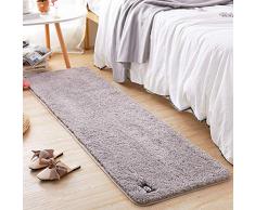 TOORY mural Dormitorio Alfombra de Noche Tira de Color sólido Alfombra de Piso Cama de Felpa Almohadilla de pie de Chenilla Frontal baño Entrada Hall Puerta de succión alfombra-50 * 80cm_Granate