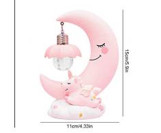 Comtervi - Luz Nocturna LED, diseño de Unicornio, Luna, luz Nocturna, Resina, Dibujos Animados, lámpara 3D, Dormitorio, respiración para niños y niñas