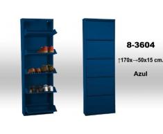 DRW Mueble Zapatero de Metal de 5 cajones, Azul, 170 cm de Alto x 50 x 15 cm