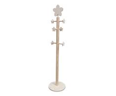 Percha árbol Flor. Perchero infantil. En pino y chopo crudo, para pintar. Medidas: Diámetro de base: 30 cms. Alto: 122 cms.